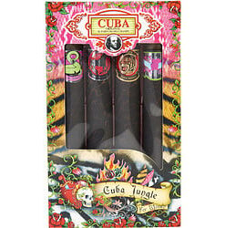 CUBA VARIETY by Cuba-4 PIECE VARIETY WITH- JUNGLE/HEARTBREAKER & TIGER & ZEBRA & SNAKE AND ALL ARE EAU DE PARFUM SPRAY 4 X 1.17 OZ