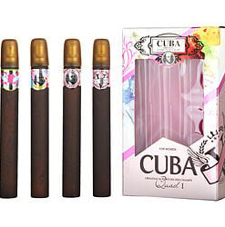 CUBA VARIETY by Cuba-4 PIECE QUAD LADY WITH CUBA HEARTBREAKER & LA VIDA & VICTORY & VIP AND ALL ARE EDP SPRAY 1.17 OZ